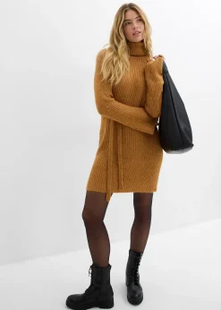 bonprix Robe courte en maille côtelée à col roulé|Femme Maille|Robes