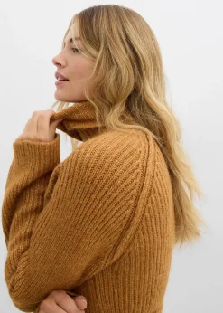 bonprix Robe courte en maille côtelée à col roulé|Femme Maille|Robes