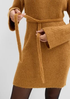 bonprix Robe courte en maille côtelée à col roulé|Femme Maille|Robes