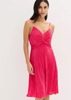 bonprix Robe courte en matière brillante et plissée|Femme Mode Festive|Robes