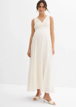 Femme bonprix Femme Enceinte|Robe de mariée de grossesse avec dentelle, satin et crêpe georgette