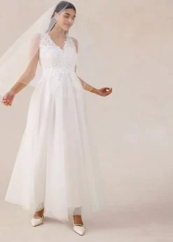 Femme bonprix Robes|Tailles Petite|Robe de mariée en tulle et dentelle