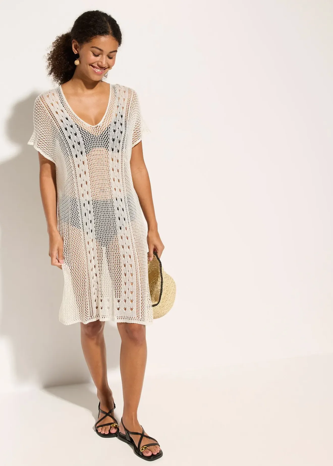 Femme bonprix Vêtements De Plage|Robe de plage en viscose aspect crochet