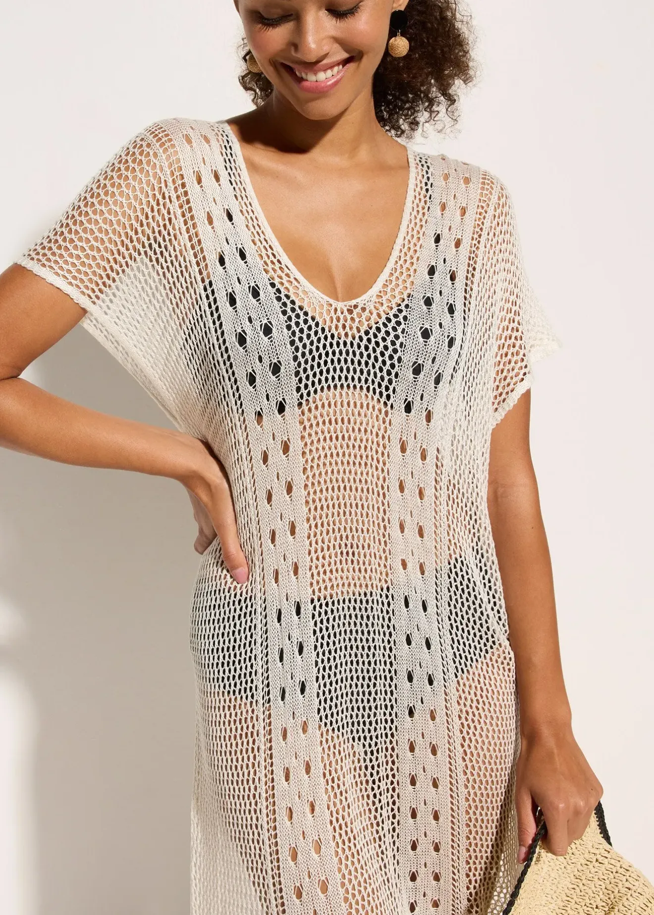 Femme bonprix Vêtements De Plage|Robe de plage en viscose aspect crochet