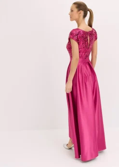 Femme bonprix Tailles Petite|Robe de soirée en satin brillant et sequins