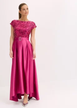 Femme bonprix Tailles Petite|Robe de soirée en satin brillant et sequins