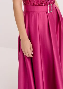 Femme bonprix Tailles Petite|Robe de soirée en satin brillant et sequins