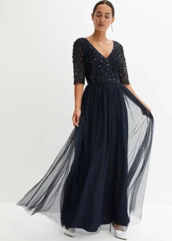 bonprix Robe de soirée en tulle avec haut brodé de sequins|Femme Tailles Petite