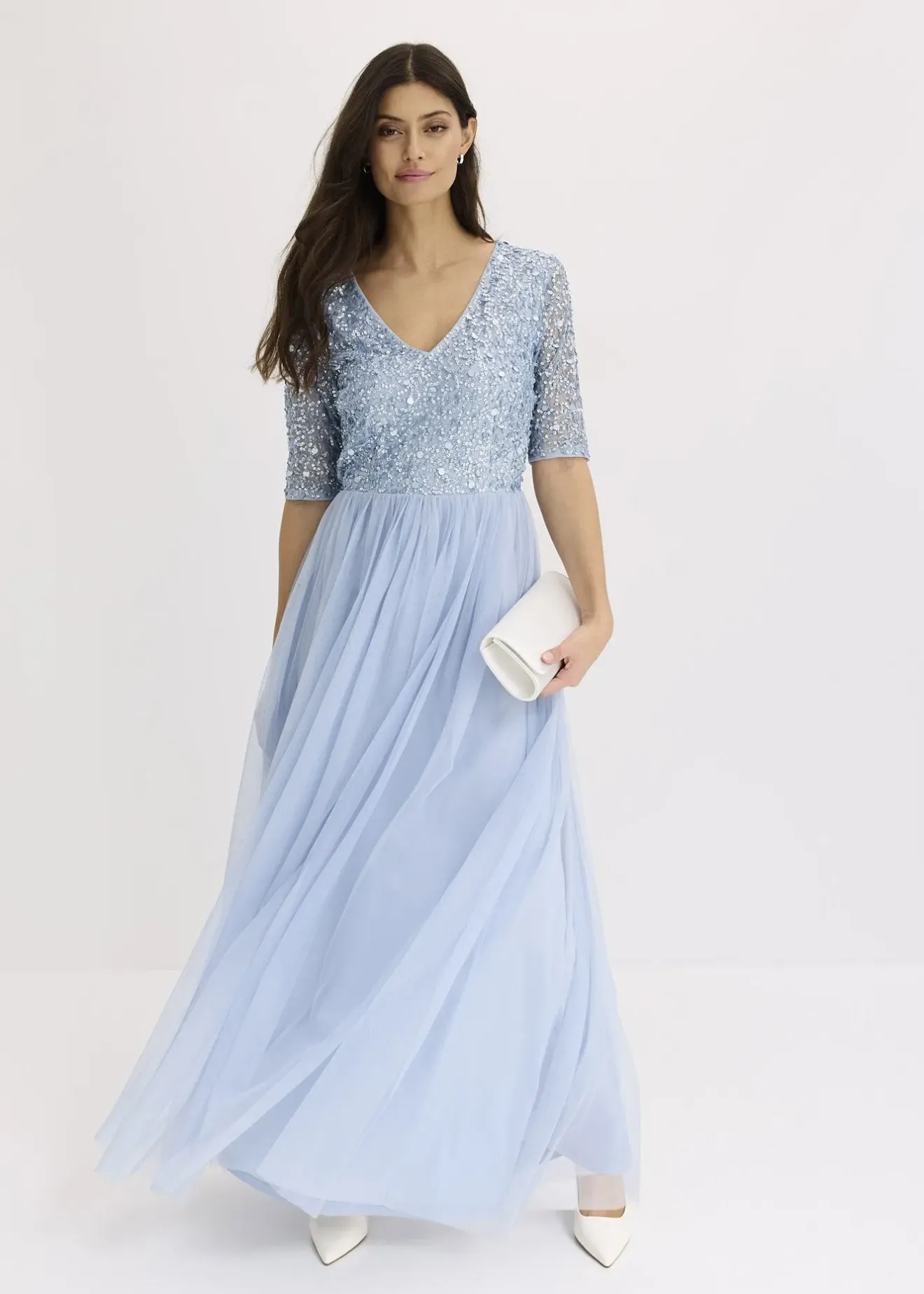 Femme bonprix Mode Festive|Robes|Robe de soirée en tulle avec haut brodé de sequins