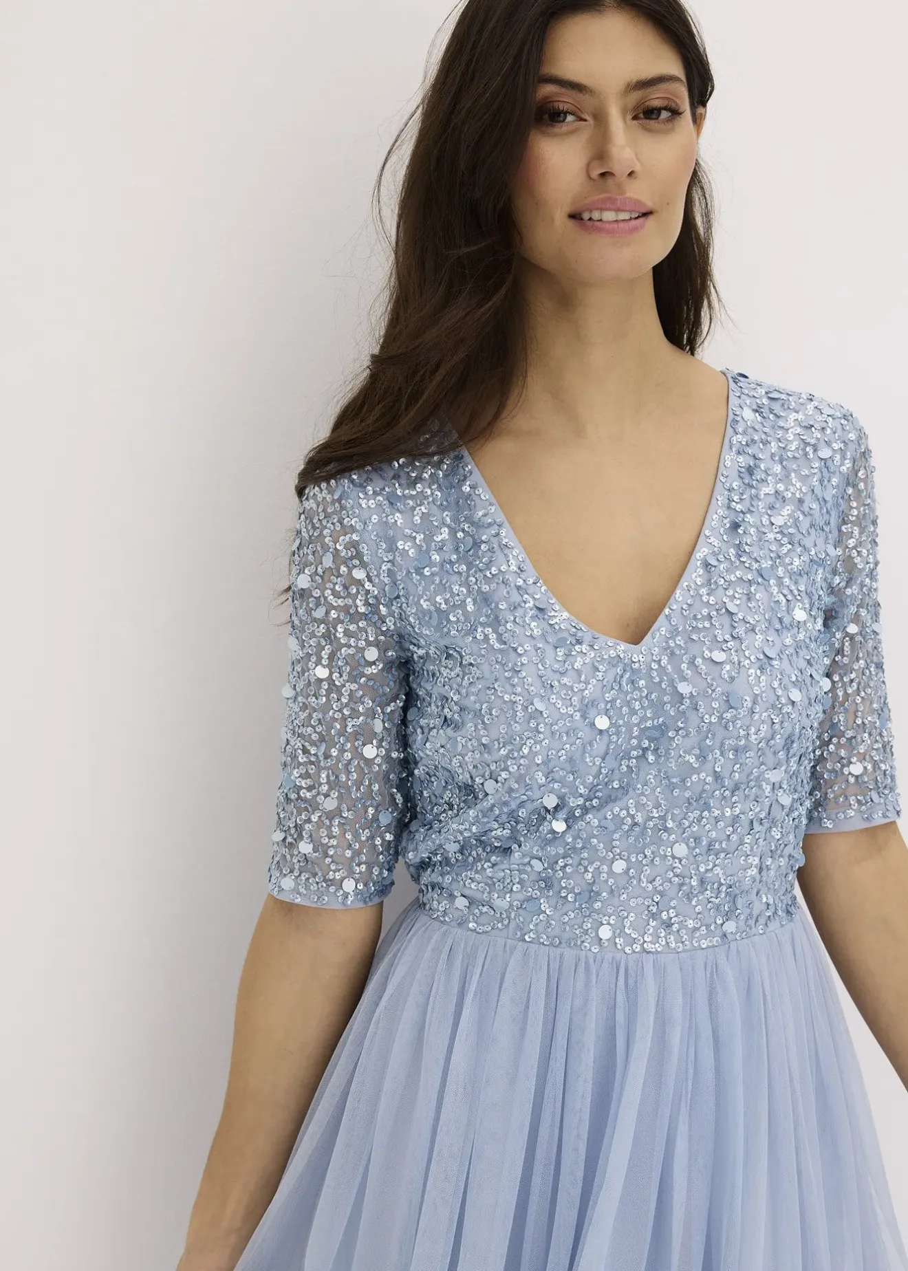 Femme bonprix Mode Festive|Robes|Robe de soirée en tulle avec haut brodé de sequins