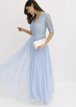 Femme bonprix Mode Festive|Robes|Robe de soirée en tulle avec haut brodé de sequins