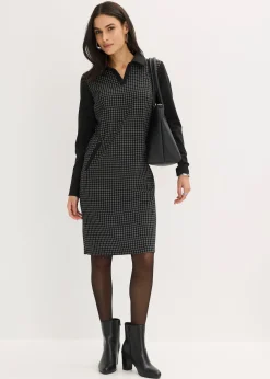 bonprix Robe en jacquard à col contrastant|Femme Robes