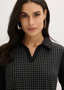 bonprix Robe en jacquard à col contrastant|Femme Robes