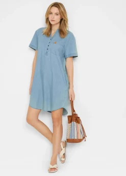 bonprix Robe en jean, manches courtes|Femme Robes