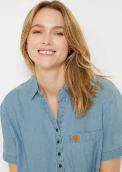 bonprix Robe en jean, manches courtes|Femme Robes