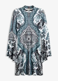 bonprix Robe en jersey avec col montant et manches volantées|Femme Robes