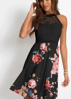 bonprix Robe en jersey avec dentelle|Femme Robes