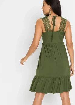 bonprix Robe en jersey avec dentelle|Femme Robes