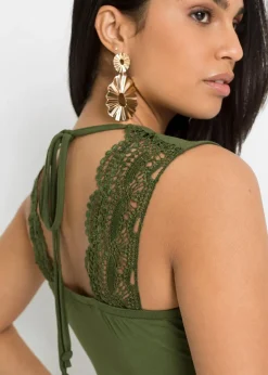 bonprix Robe en jersey avec dentelle|Femme Robes