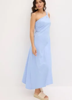 Femme bonprix Robes|Robe en jersey coton à base asymétrique et détail nœud sur l’épaule