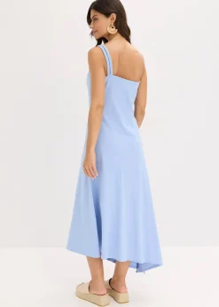 Femme bonprix Robes|Robe en jersey coton à base asymétrique et détail nœud sur l’épaule