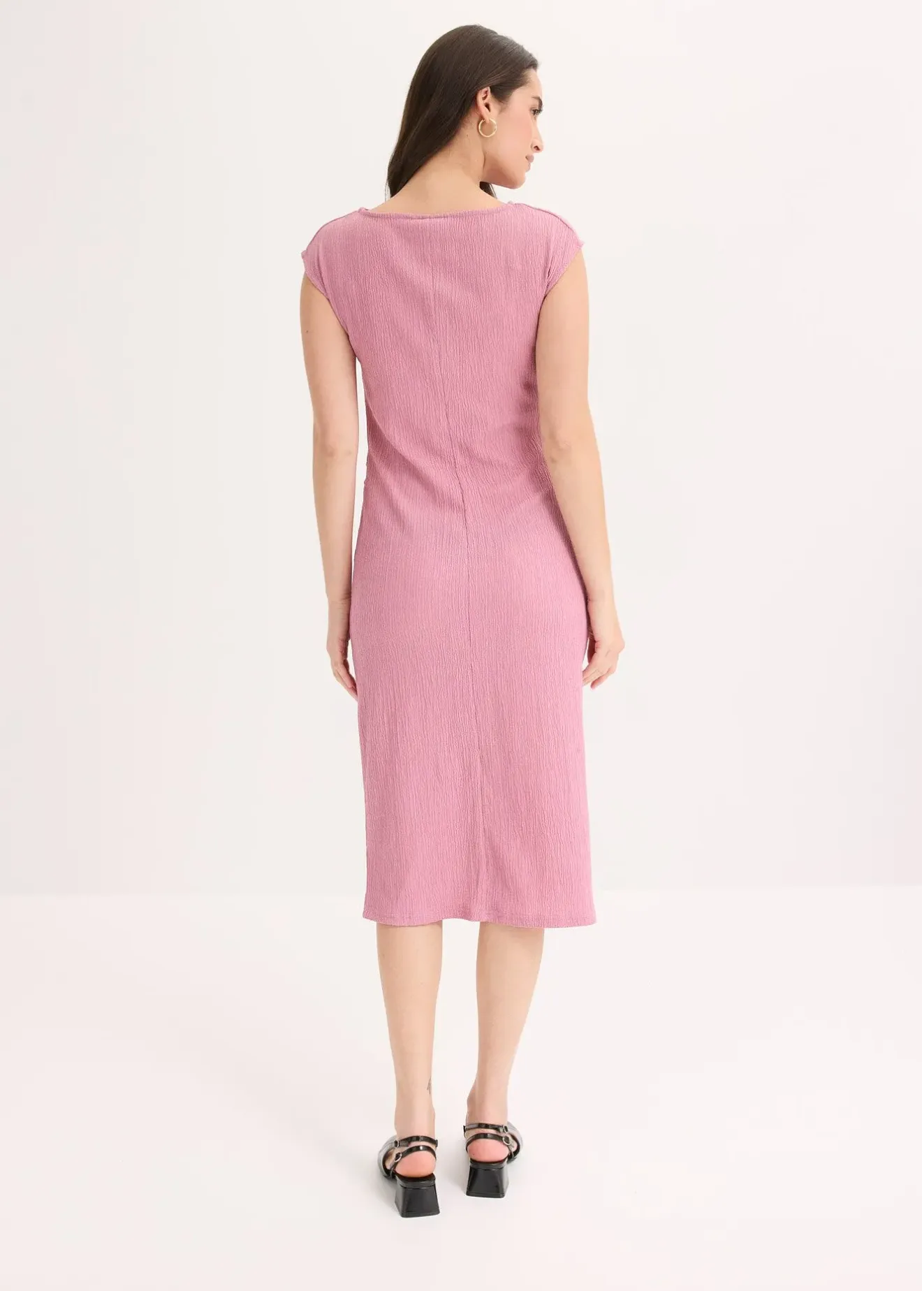 bonprix Robe en jersey crêpe texturé|Femme Robes