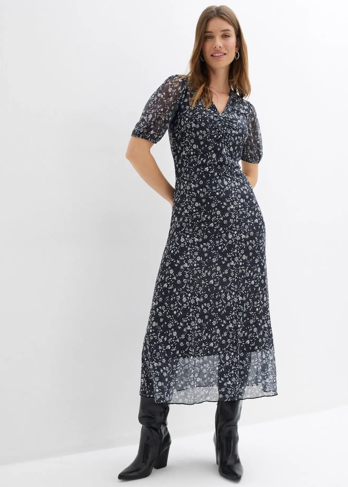 bonprix Robe en jersey et mesh fin|Femme Robes