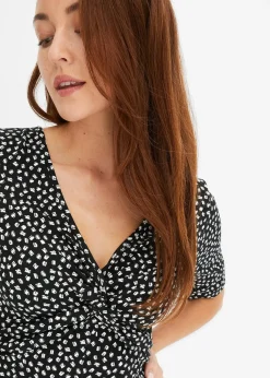 bonprix Robe en jersey imprimé avec drapé|Femme Robes