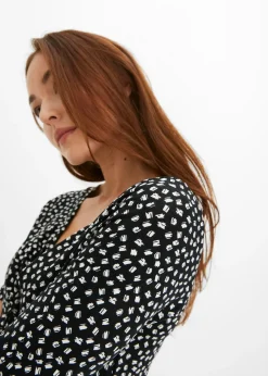 bonprix Robe en jersey imprimé avec drapé|Femme Robes