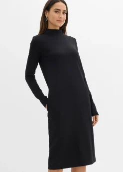 Femme bonprix Basiques|Robes|Robe en jersey milano à col montant