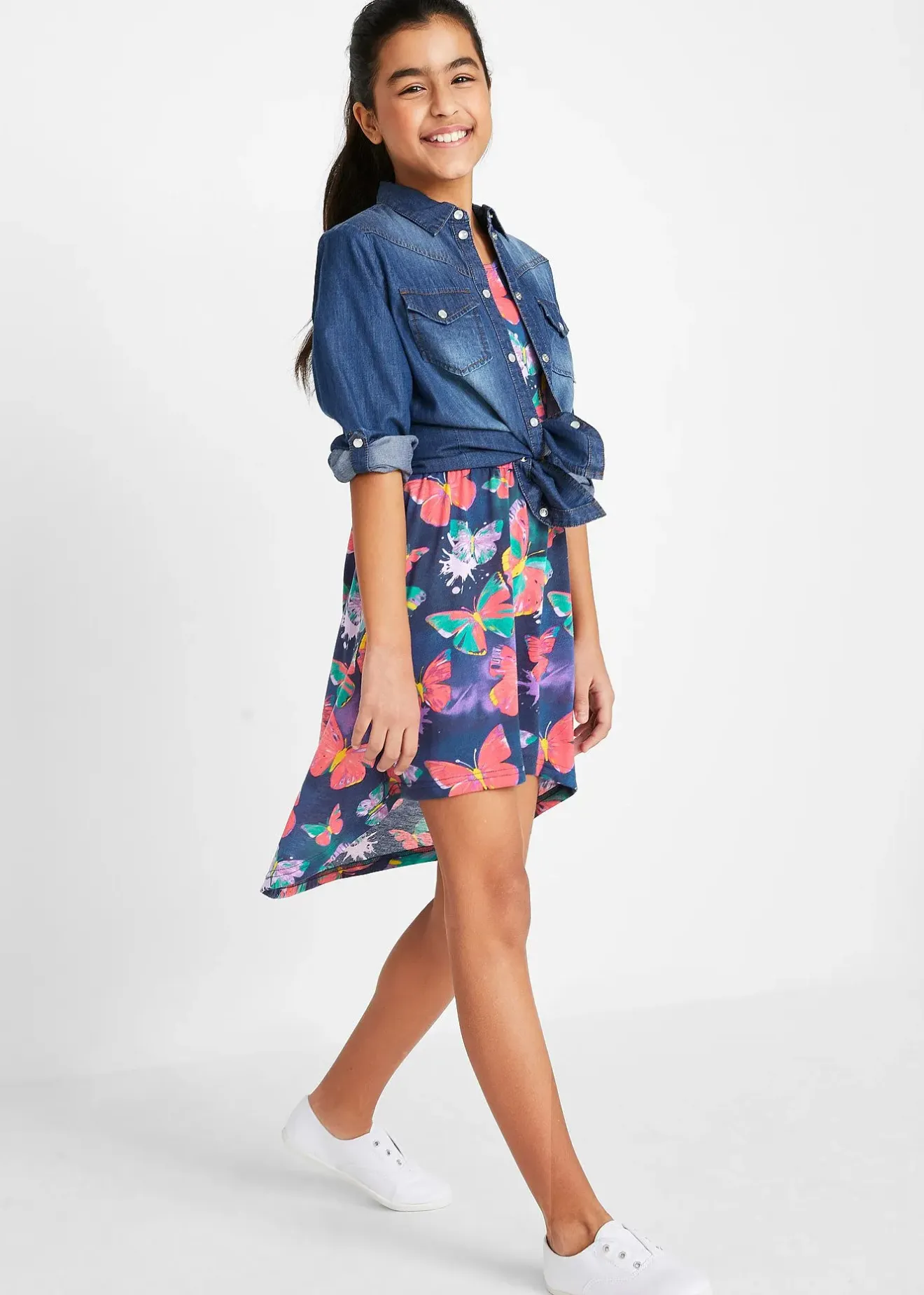 Enfant bonprix Filles 9-16 Ans·Robes & Combinaisons|Robe en jersey, plus longue derrière