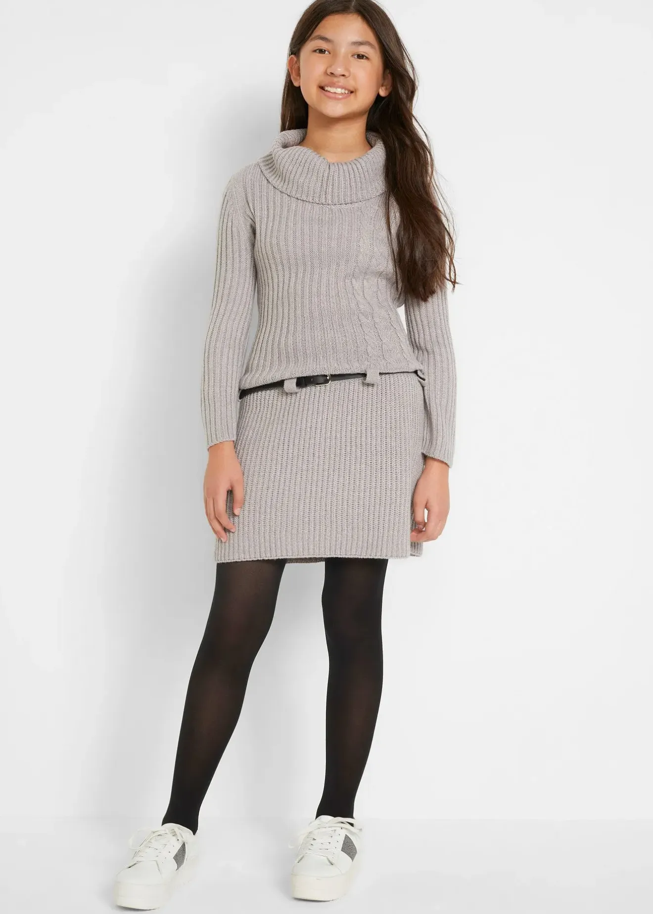 bonprix Robe en maille avec ceinture (ens. 2 pces)|Enfant Vêtements Enfant|Filles 9-16 Ans·Robes & Combinaisons