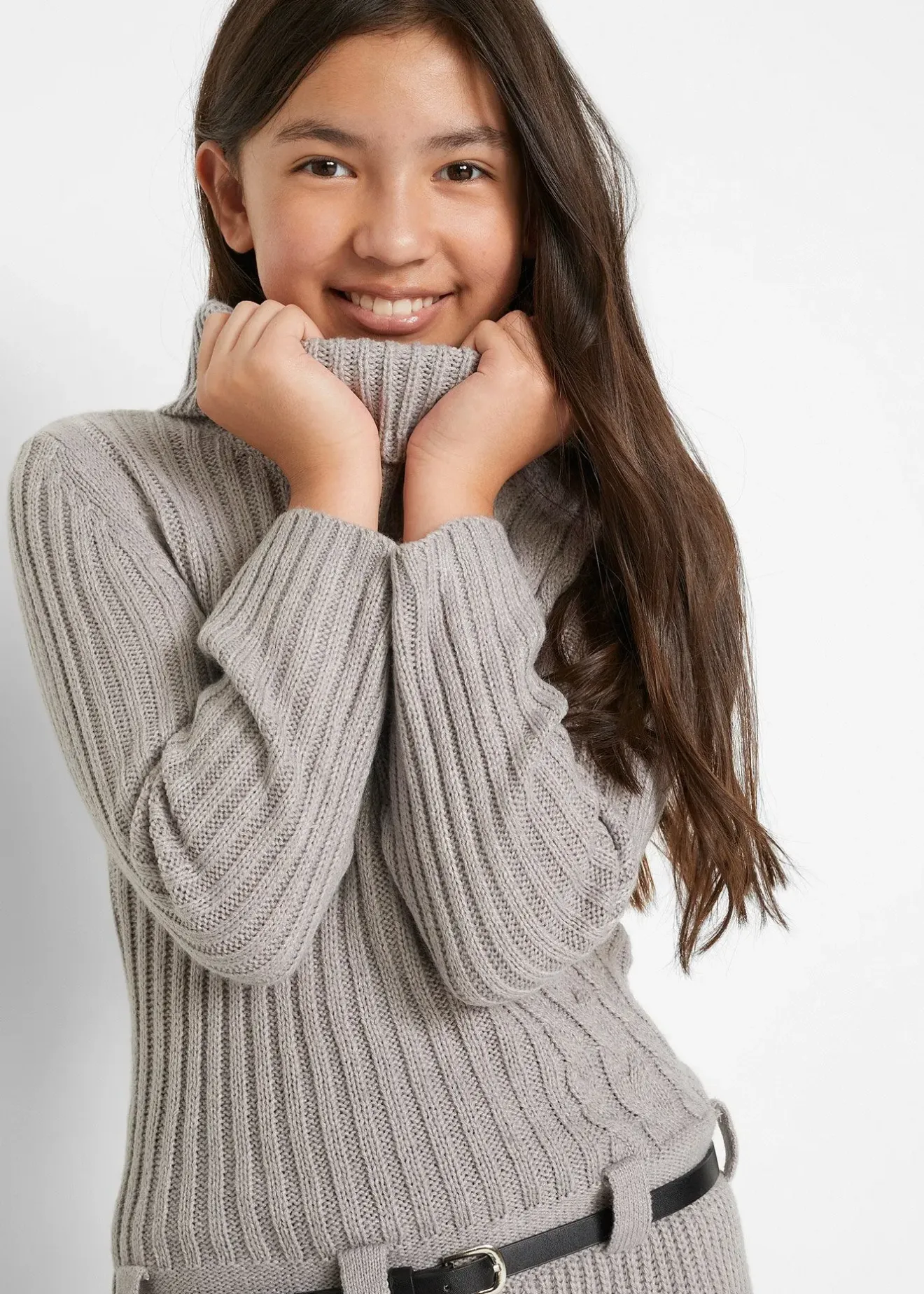 bonprix Robe en maille avec ceinture (ens. 2 pces)|Enfant Vêtements Enfant|Filles 9-16 Ans·Robes & Combinaisons