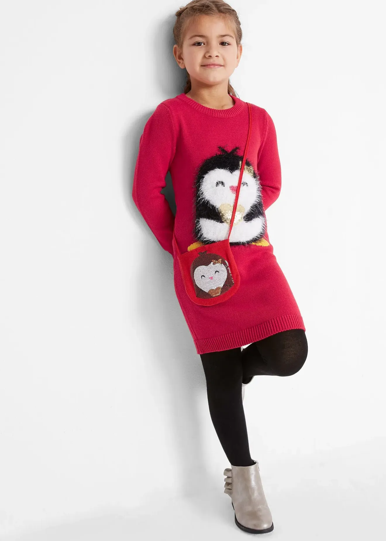 Enfant bonprix Vêtements Enfant|Filles 2-8 Ans·Robes & Jupes|Robe en maille avec sac (ens. 2 pces)