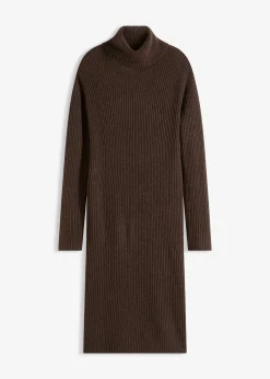 Femme bonprix Maille|Robes|Robe en maille côtelée à col roulé