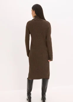 Femme bonprix Maille|Robes|Robe en maille côtelée à col roulé