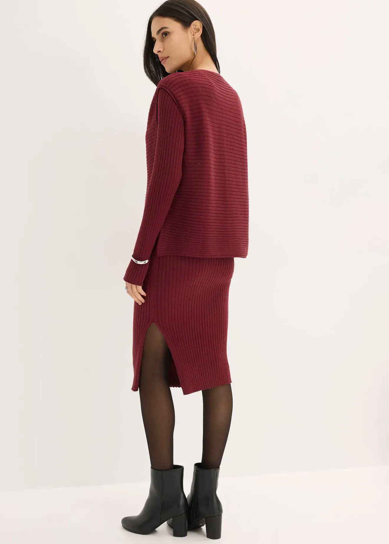 Femme bonprix Robes|Robe en maille et gilet sans manches (ens. 2 pces)