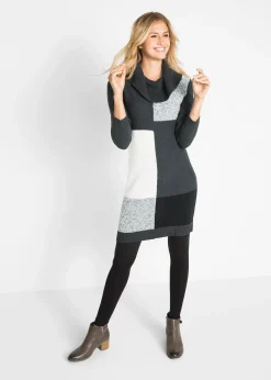 Femme bonprix Maille|Robes|Robe en maille, manches longues, longueur genou