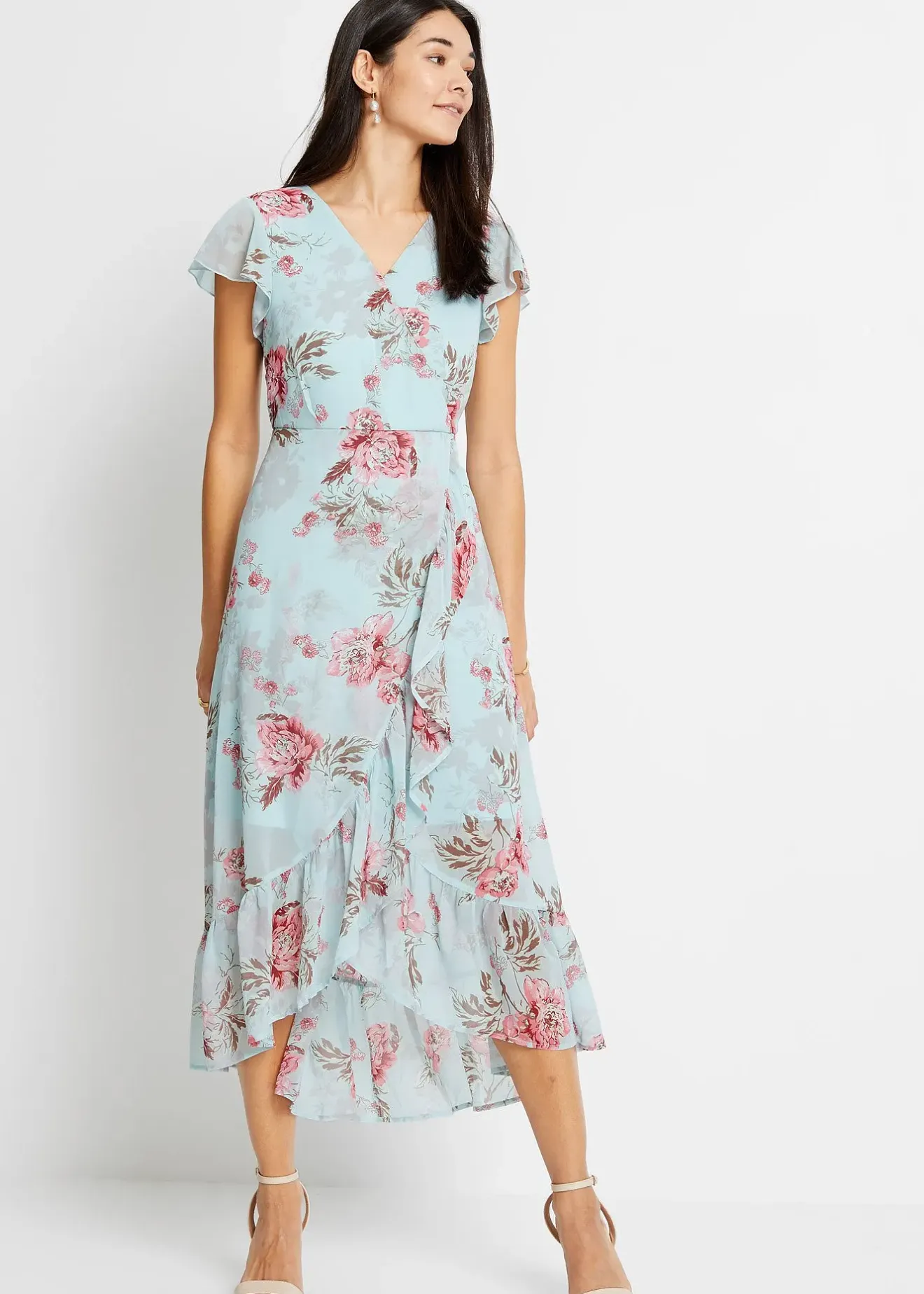 Femme bonprix Robes|Robe en mousseline à volants