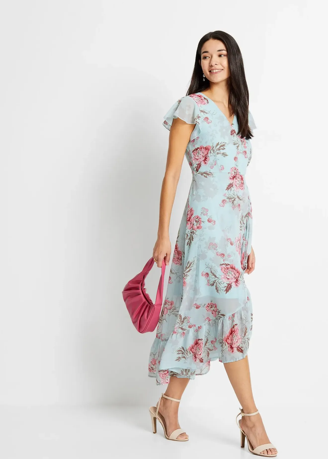 Femme bonprix Robes|Robe en mousseline à volants