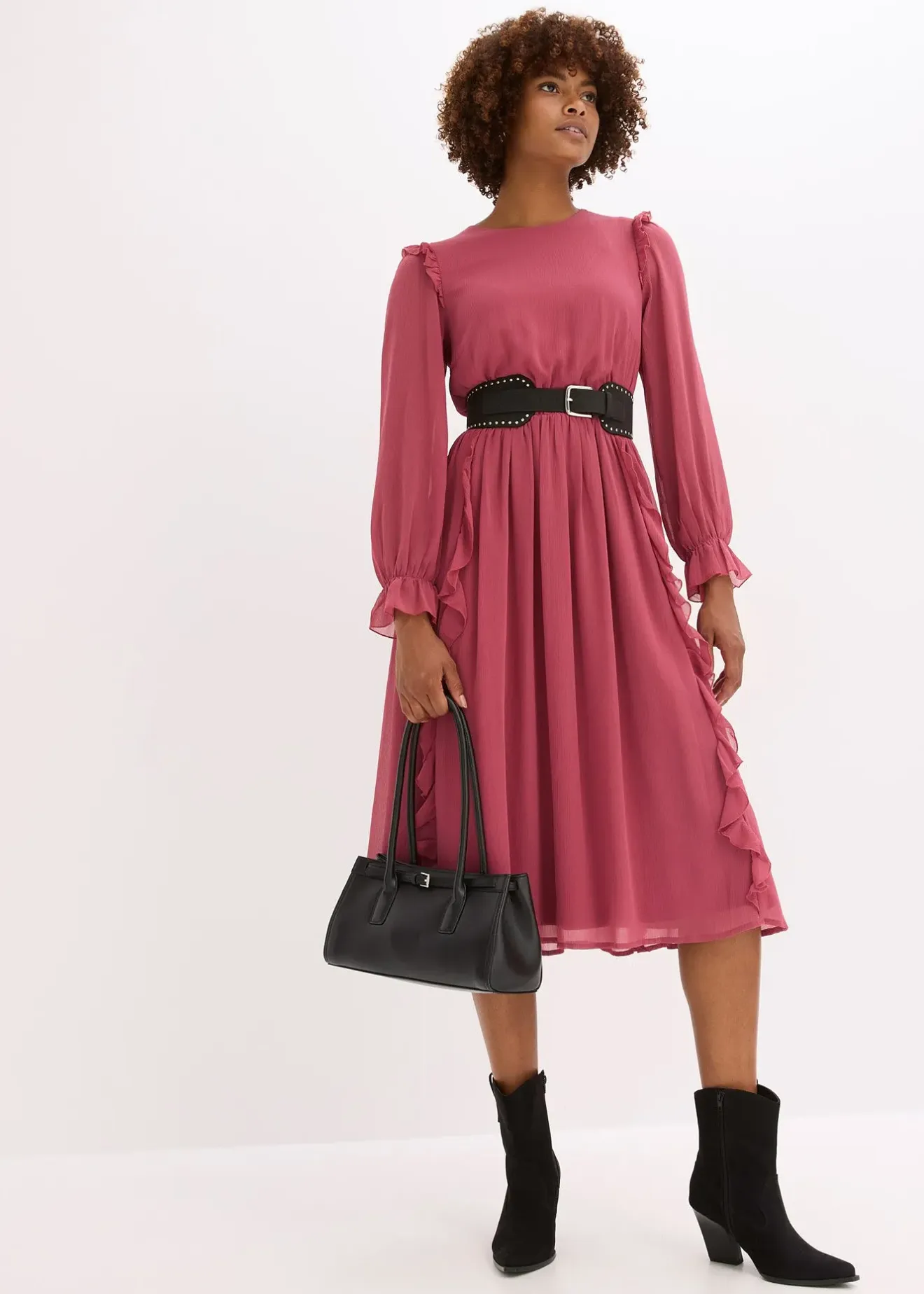 bonprix Robe en mousseline à volants|Femme Robes