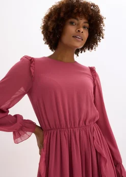 bonprix Robe en mousseline à volants|Femme Robes