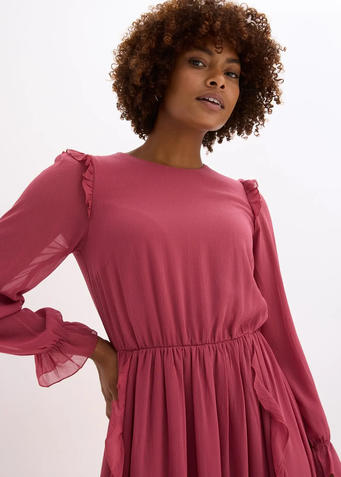 bonprix Robe en mousseline à volants|Femme Robes