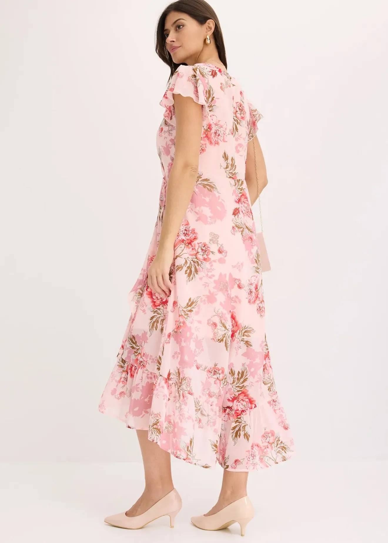 bonprix Robe en mousseline à volants|Femme Robes