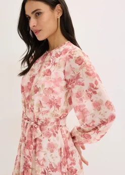 Femme bonprix Robes|Robe en mousseline avec lien à nouer (ens. 2 pces)