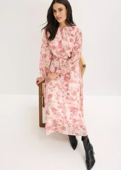 Femme bonprix Robes|Robe en mousseline avec lien à nouer (ens. 2 pces)