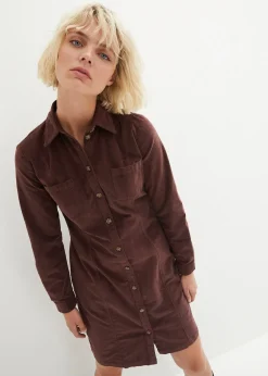 Femme bonprix Robes|Robe en velours côtelé extensible