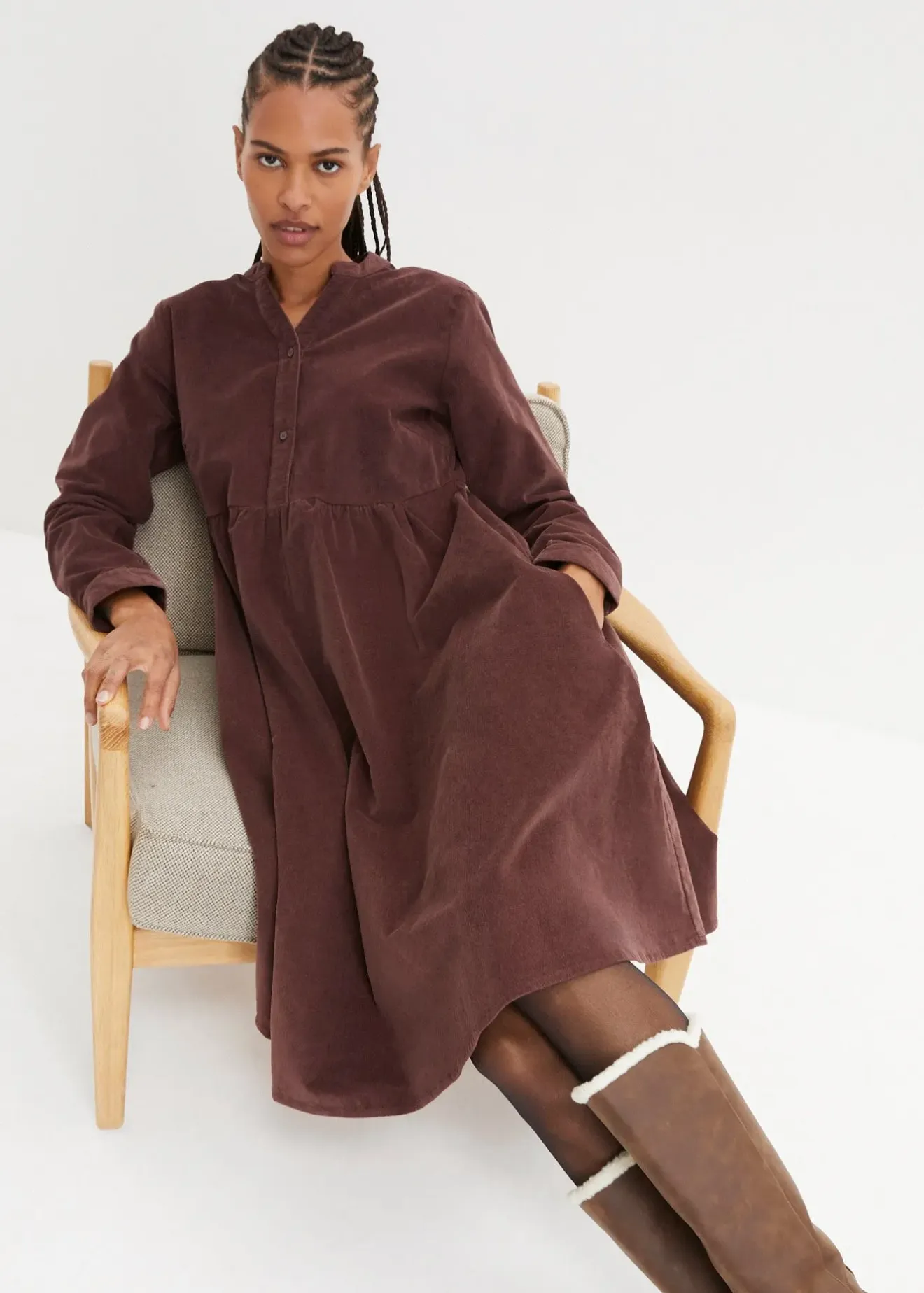 Femme bonprix Robes|Robe en velours de coton côtelé