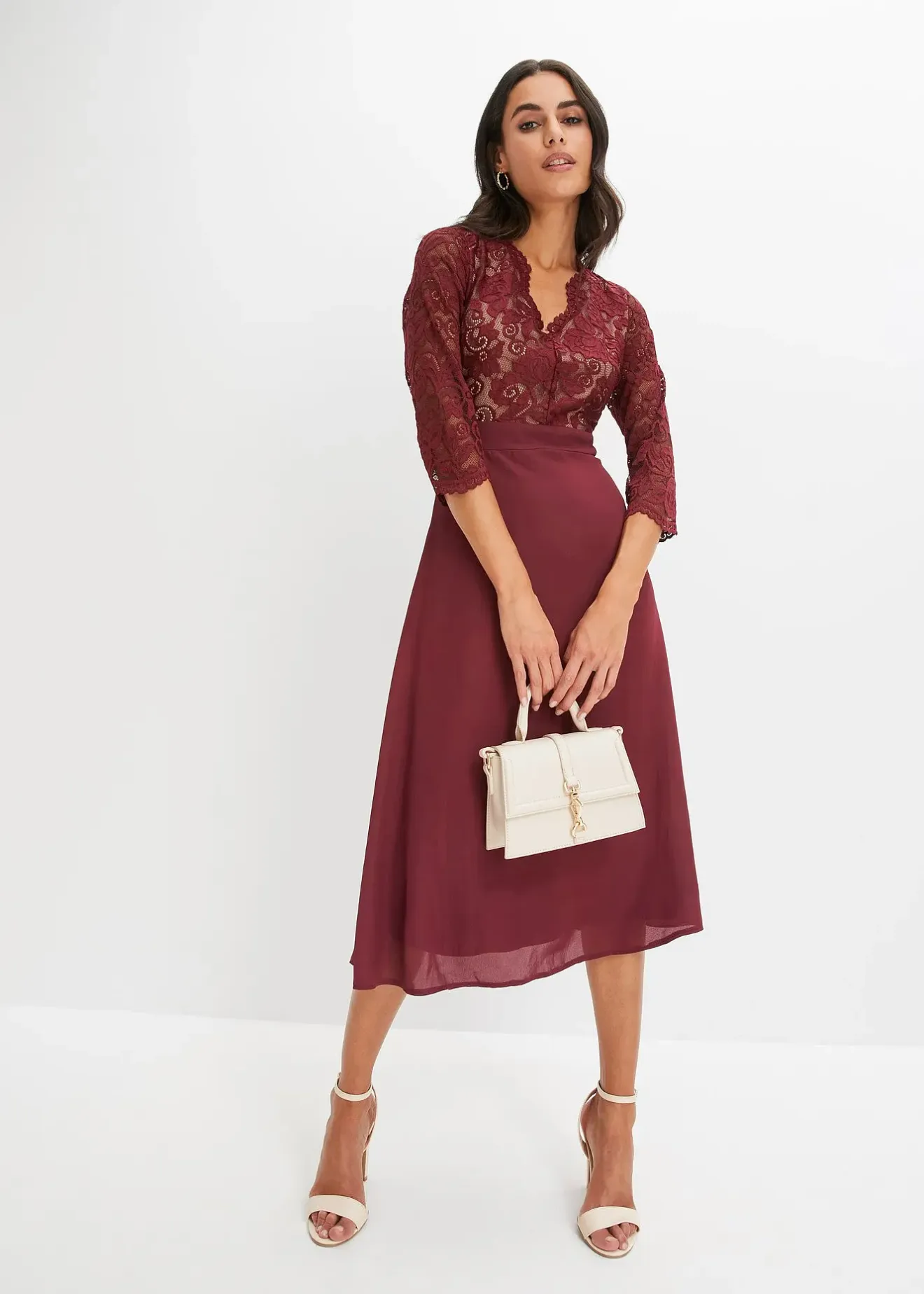 Femme bonprix Mode Festive|Robes|Robe en voile et dentelle