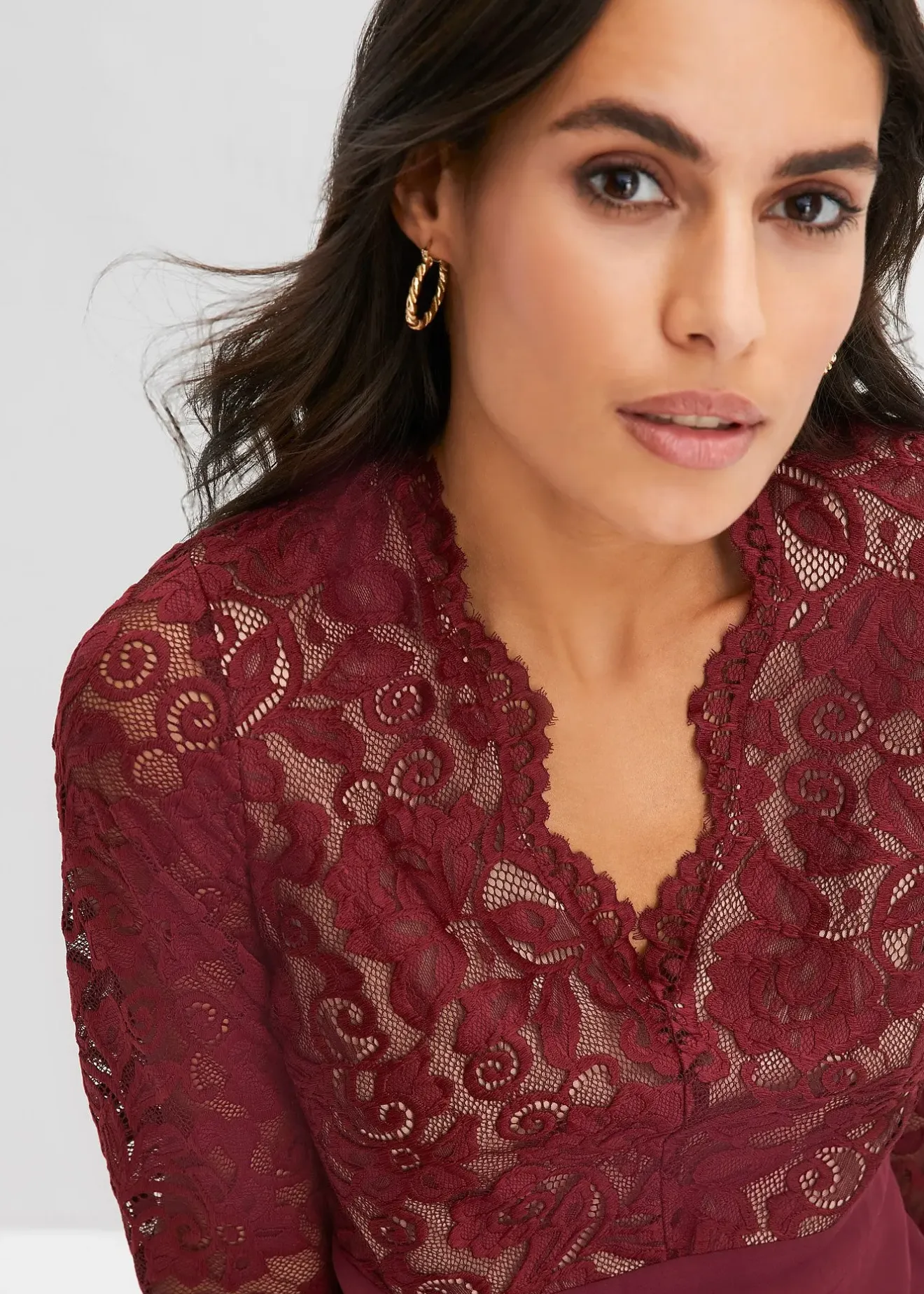 Femme bonprix Mode Festive|Robes|Robe en voile et dentelle